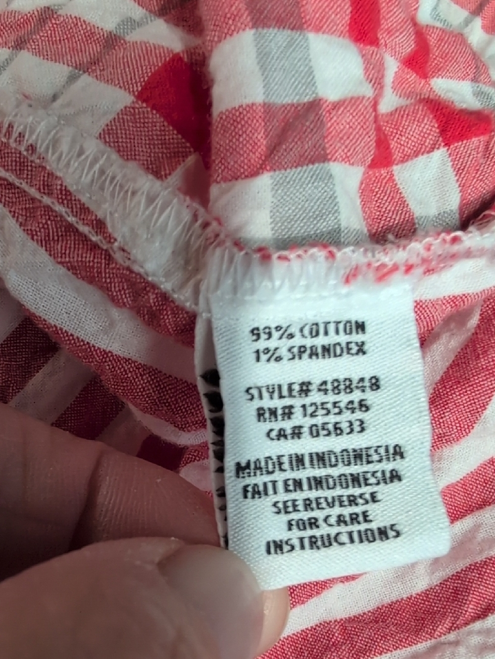 Habitat Red/Gray Plaid Crinkle Button-Up Tunic Size Large Lagenlook EUC - Picture 8 of 9